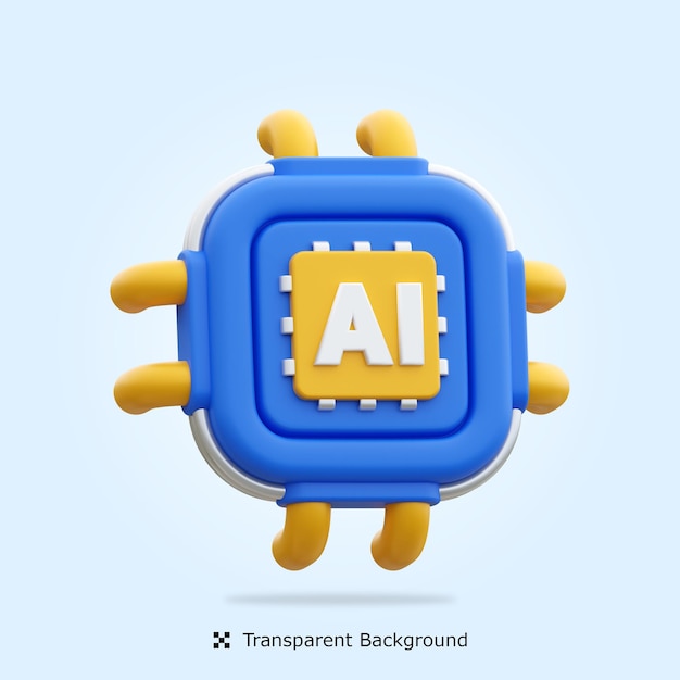 PSD psd 3d ai microchip icon