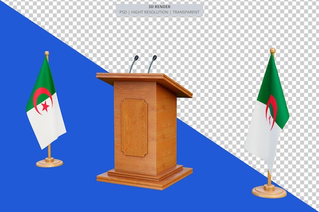 Psd 3d algeria presidential election podium with flag