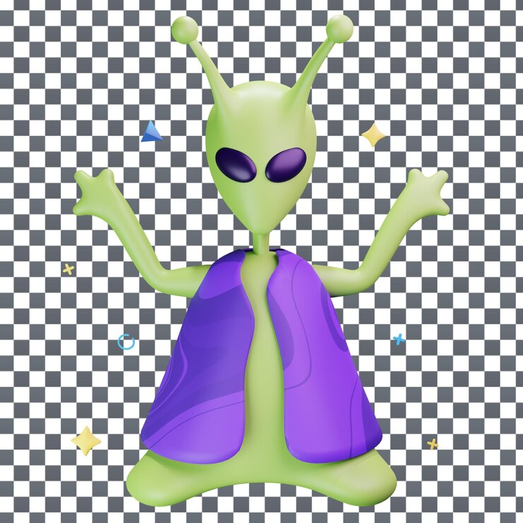 PSD икона psd 3d alien на изолированном и прозрачном фоне