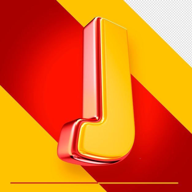 PSD psd 3d alphabet letter j isolated with red and yellow for compositions