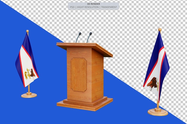 Psd 3d american samoa presidential election podium with flag