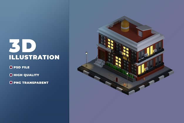 psd 3d apartment isometric design illustration