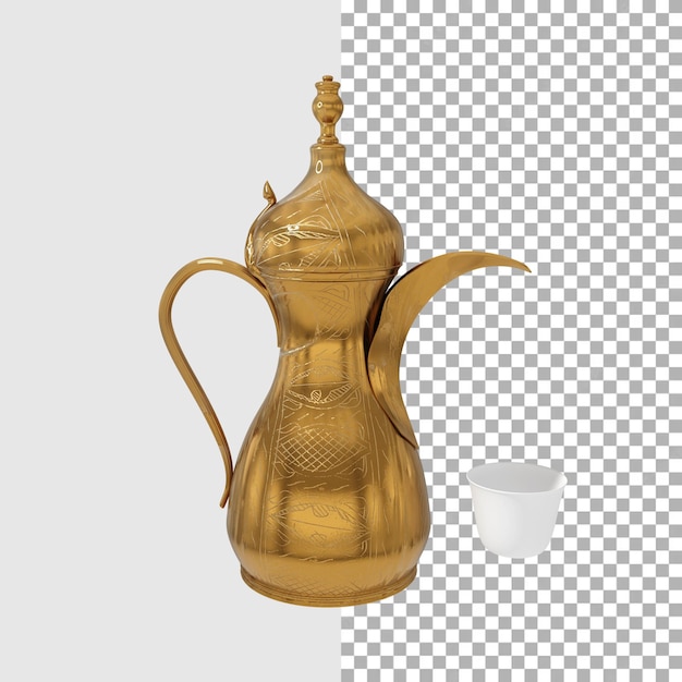 PSD psd 3d arab coffee rendering front view