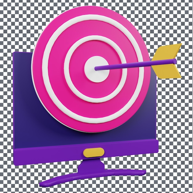 PSD 3D Archery icon on Isolated and transparent background