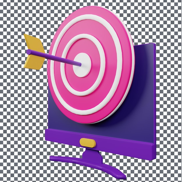 PSD 3D Archery icon on Isolated and transparent background
