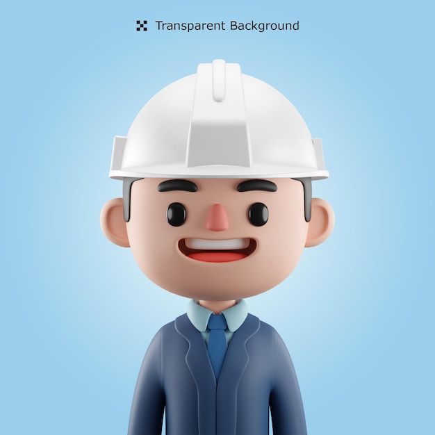 Psd 3d architect cartoon avatar wearing suit