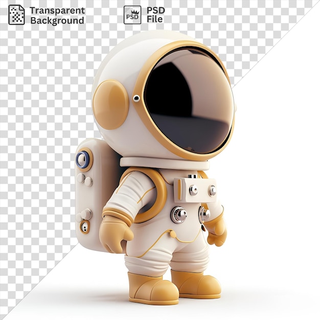 Psd 3d мультфильм о астронавте, исследующем космос с белой игрушкой и протянутой рукой, сопровождаемой белой рукой и ногой