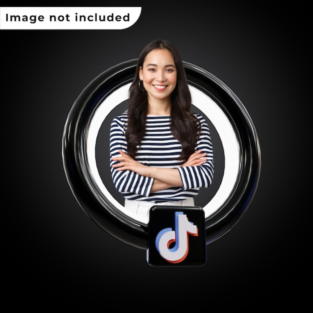 PSD 3D banner icon profile on tiktok