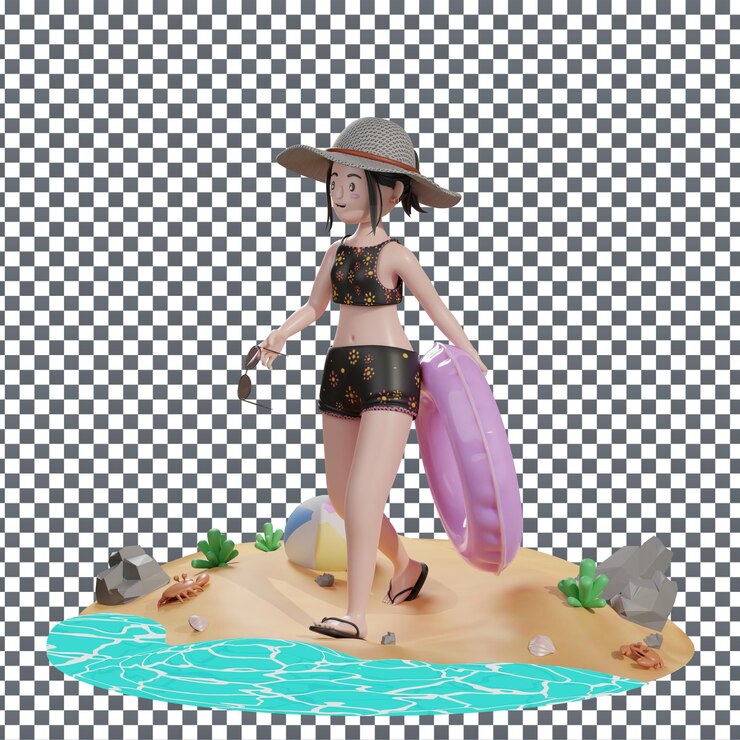 PSD psd 3d beach icon on isolated and transparent background