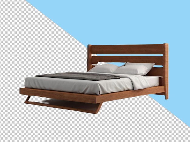 Psd of a 3d bed on transparent background