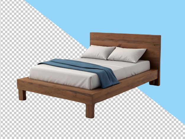 Psd of a 3d bed on transparent background