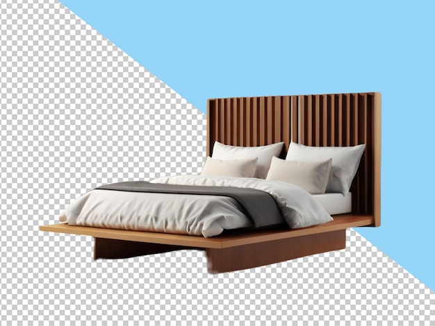 Psd of a 3d bed on transparent background