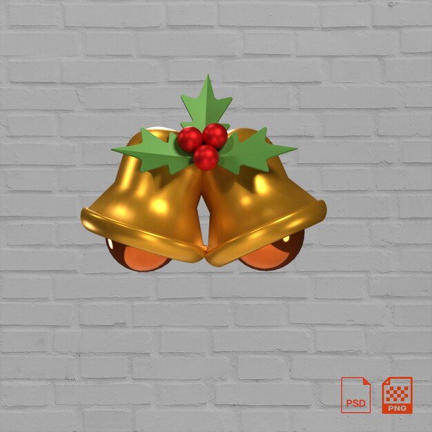 PSD psd 3d bell icons 3d render for christmas