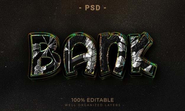 PSD psd 3d bewerkbare tekst en logo-effect stijl mockup met donkere abstracte achtergrond