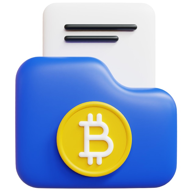 PSD 3D Bitcoin data folder cryptocurrency concept hoge kwaliteit 3d render illustratie