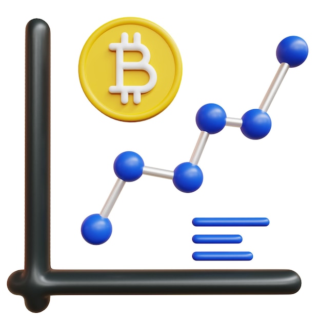 PSD psd 3d bitcoin wykres koncepcja kryptowaluty wysokiej jakości ilustracja renderowania 3d