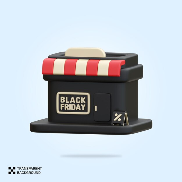 Psd 3d black friday store icon