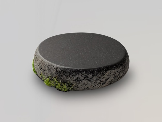PSD psd 3d black stone podium display natural rough grey rock step pedestal concept raw stone stand