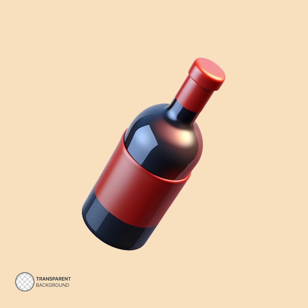 PSD psd 3d bottle of wine icon render illustration