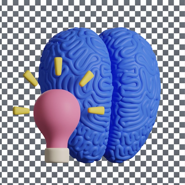 psd 3d brain icon on isolated and transparent background