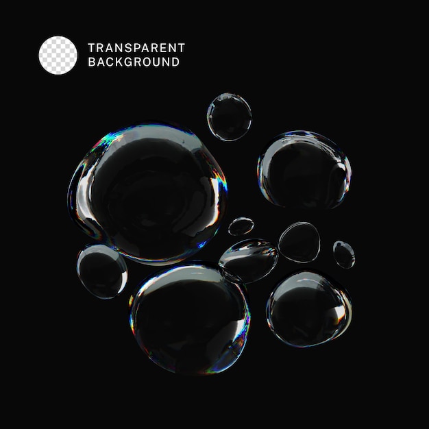 PSD 3d bubbles dispersion effect isolated on transparent background