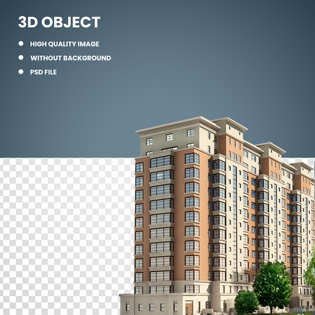PSD 3d Здание квартиры Прозрачный фон