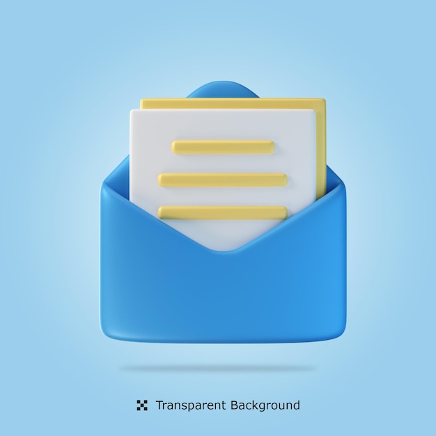 psd 3d business email isolated in 3d rendering