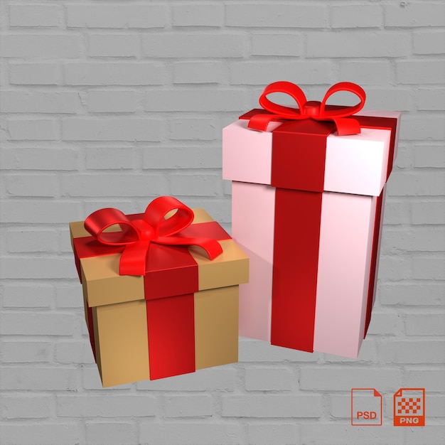 PSD psd 3d cadeau doos iconen 3d rendering voor kerstmis