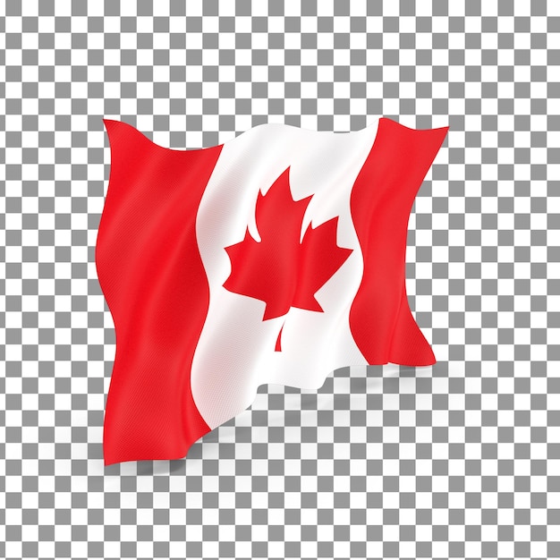 격리되고 투명한 배경에 있는 Psd 3d 캐나다 국기 아이콘