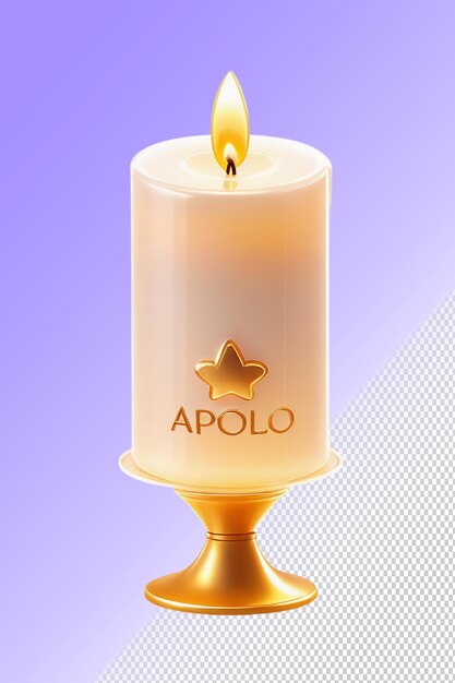 Psd 3d candle isolated on a transparent background