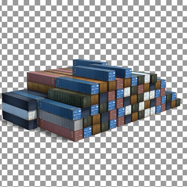 PSD 3D Cargo Containers Top on isolated and transparent background