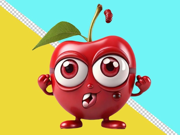 PSD psd of 3d cartoon character of a cherry fruit