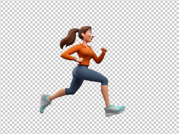 Psd of a 3d cartoon character of a couple running on transparent background