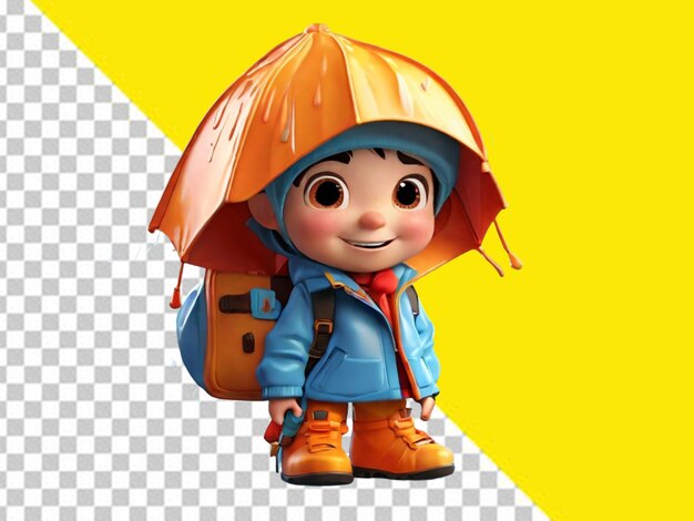 Psd of a 3d cartoon character on a transparent background