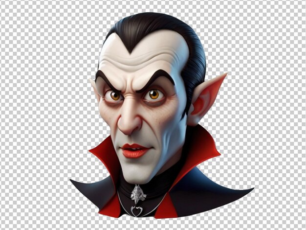 Psd di un personaggio di cartone animato 3d di un vampiro su uno sfondo trasparente