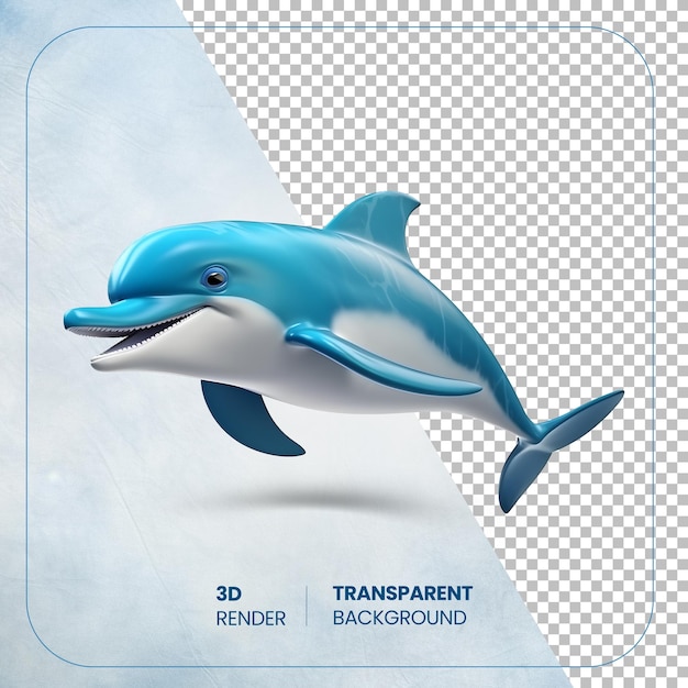 PSD psd 3d cartoon dolphin fish isolated on a transparent background