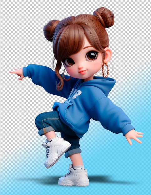 PSD psd 3d cartoon girl hip hop dancer