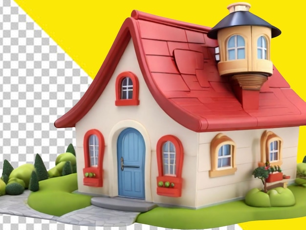 PSD psd of a 3d cartoon house on a transparent background