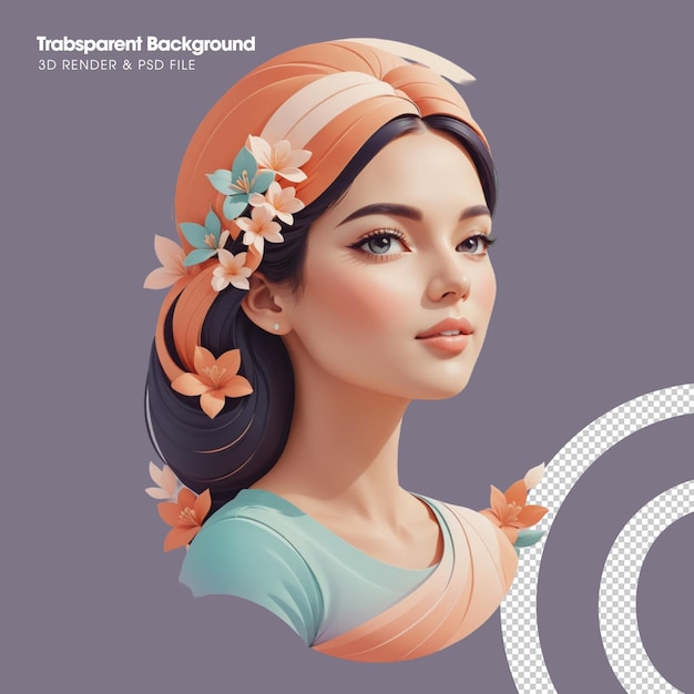 PSD psd 3d character female isolated illustration