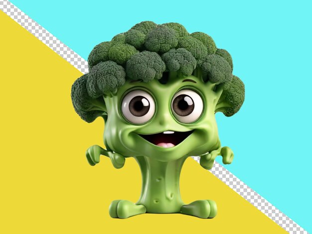 PSD psd of a 3d character of a funny broccoli