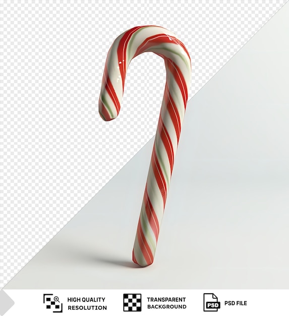 Psd 3d christmas candy cane on a isolated background png