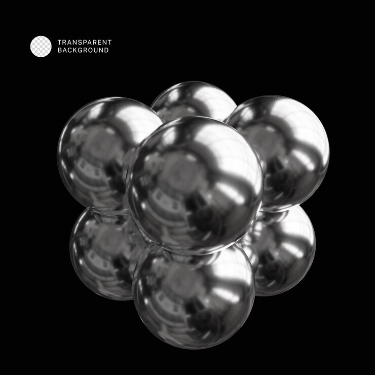 PSD 3d chrome abstract shape Brutalist futuristic style 3D Illustration