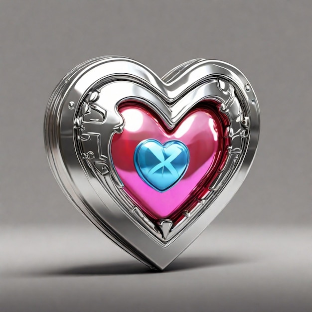 Psd 3d chrome metal of y2k heart icon