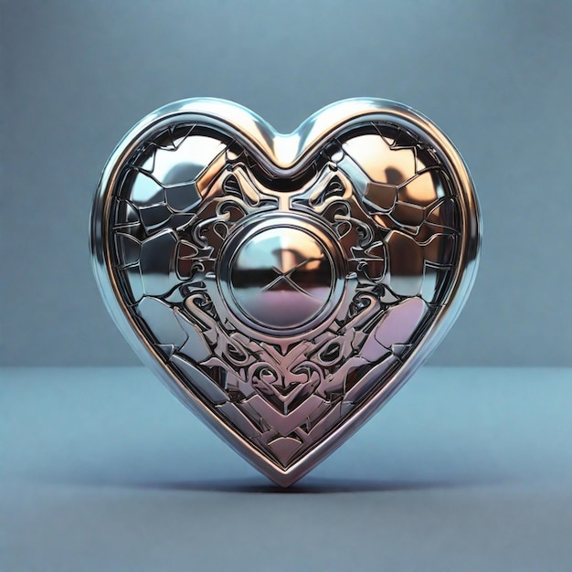 Psd 3d chrome metal of y2k heart icon