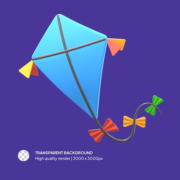 PSD psd 3d colorful kite isolated background