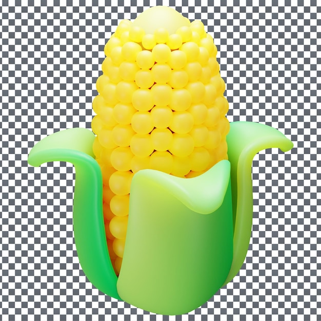 Psd 3d corn cob icon on isolated and transparent background