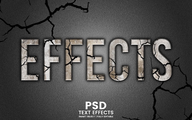 psd 3d crack text effect