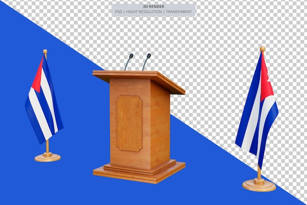 PSD psd 3d cuba presidentsverkiezingen podium met vlag