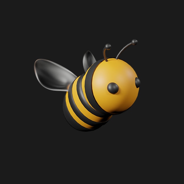PSD psd 3d cute cartoon honey bee pose icon