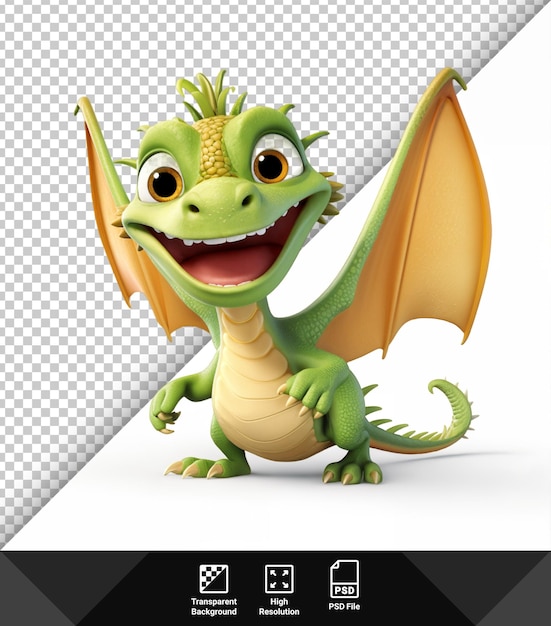 PSD psd 3d cute dragon on transparent background